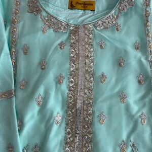 Four Season Aqua Embroidered Top